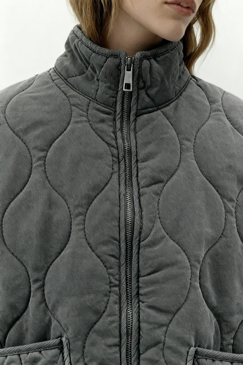 High-Collar Quilted Warm Padded Jacket