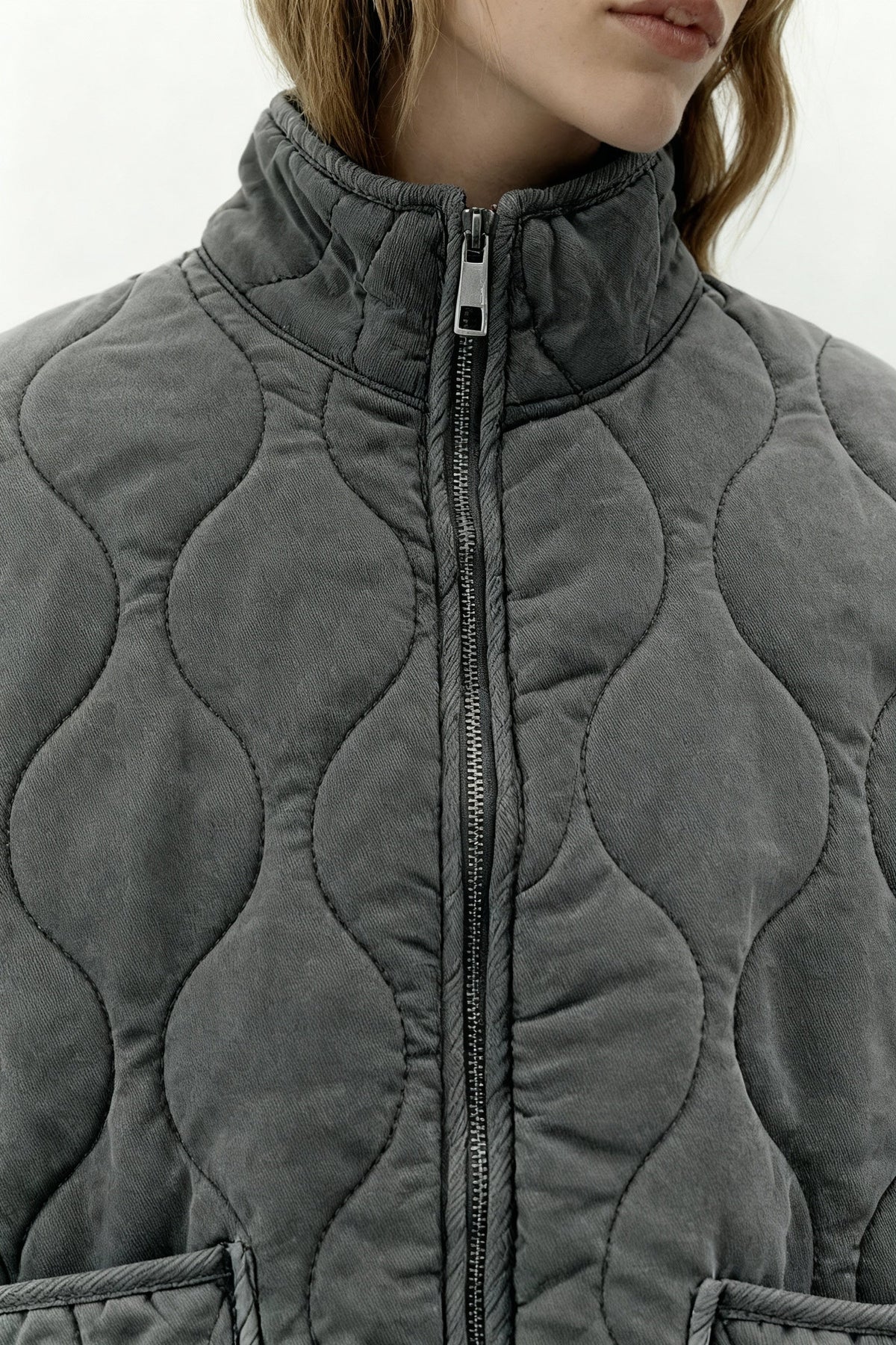 High-Collar Quilted Warm Padded Jacket