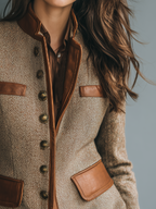 Vintage Trimmed Jacket With Pockets