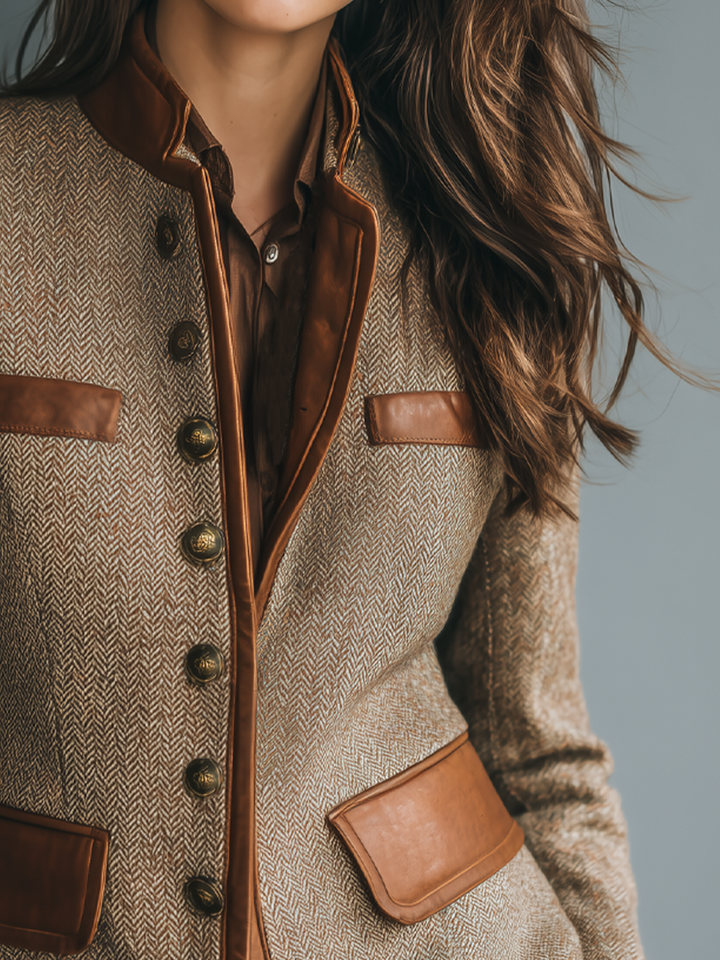 Vintage Trimmed Jacket With Pockets