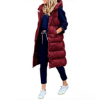Long Padded Sleeveless Puffer Vest