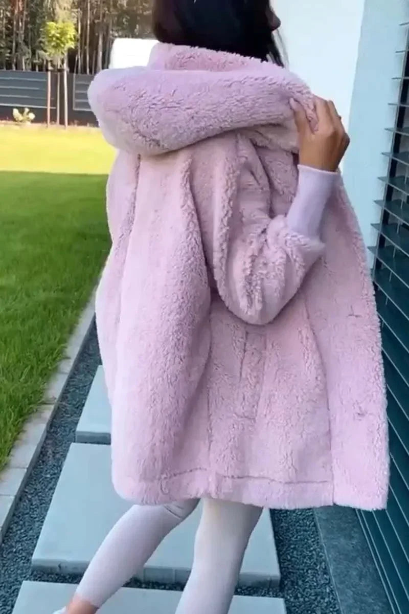 Plush Fleece Hooded Warm Jacket