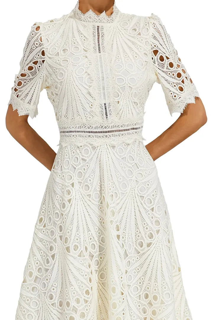 Midi A-Line Dress High Neck Women’s Elegant Gown
