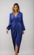 Women's V-Neck Wrap Midi Dress