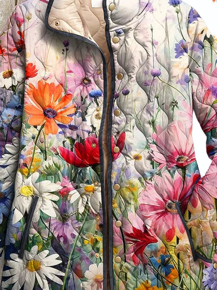 Vintage Floral Print Quilted Jacket