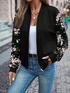 Trendy Floral Print Quilted Jacket