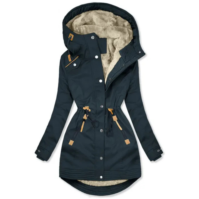 Hooded Zip Drawstring Winter Parka