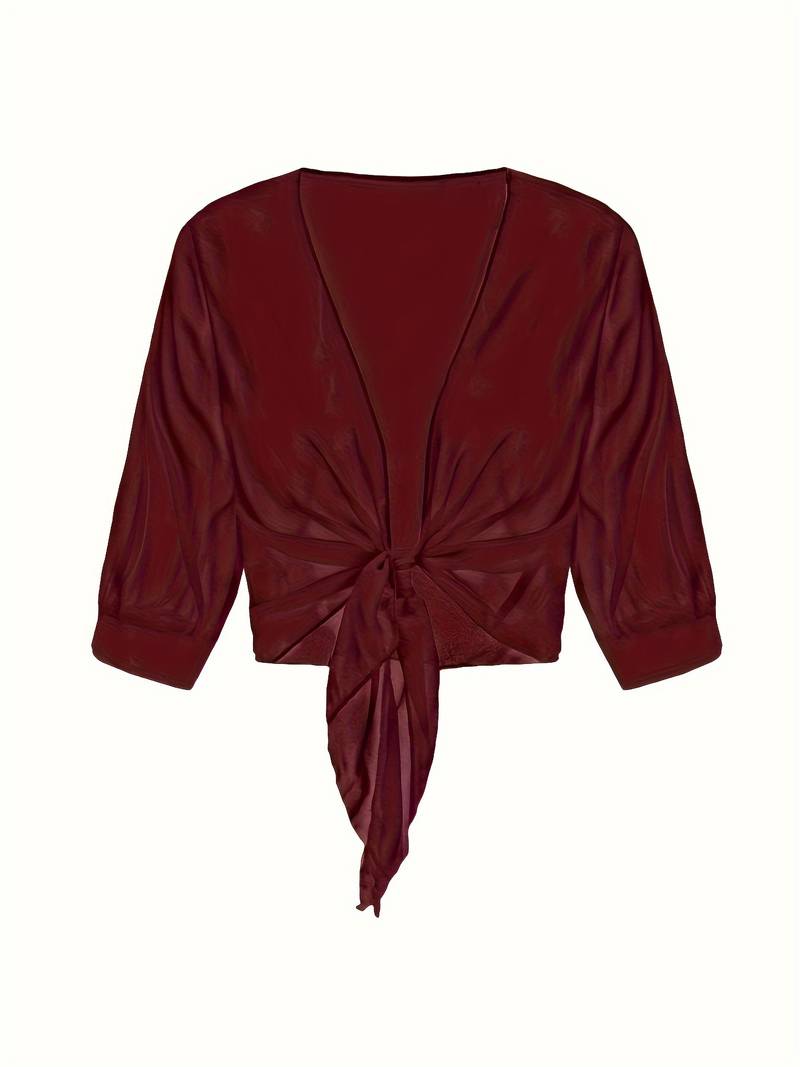 Lightweight Tie-Front Open Blouse