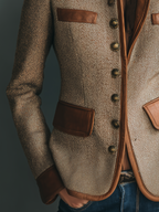 Vintage Trimmed Jacket With Pockets