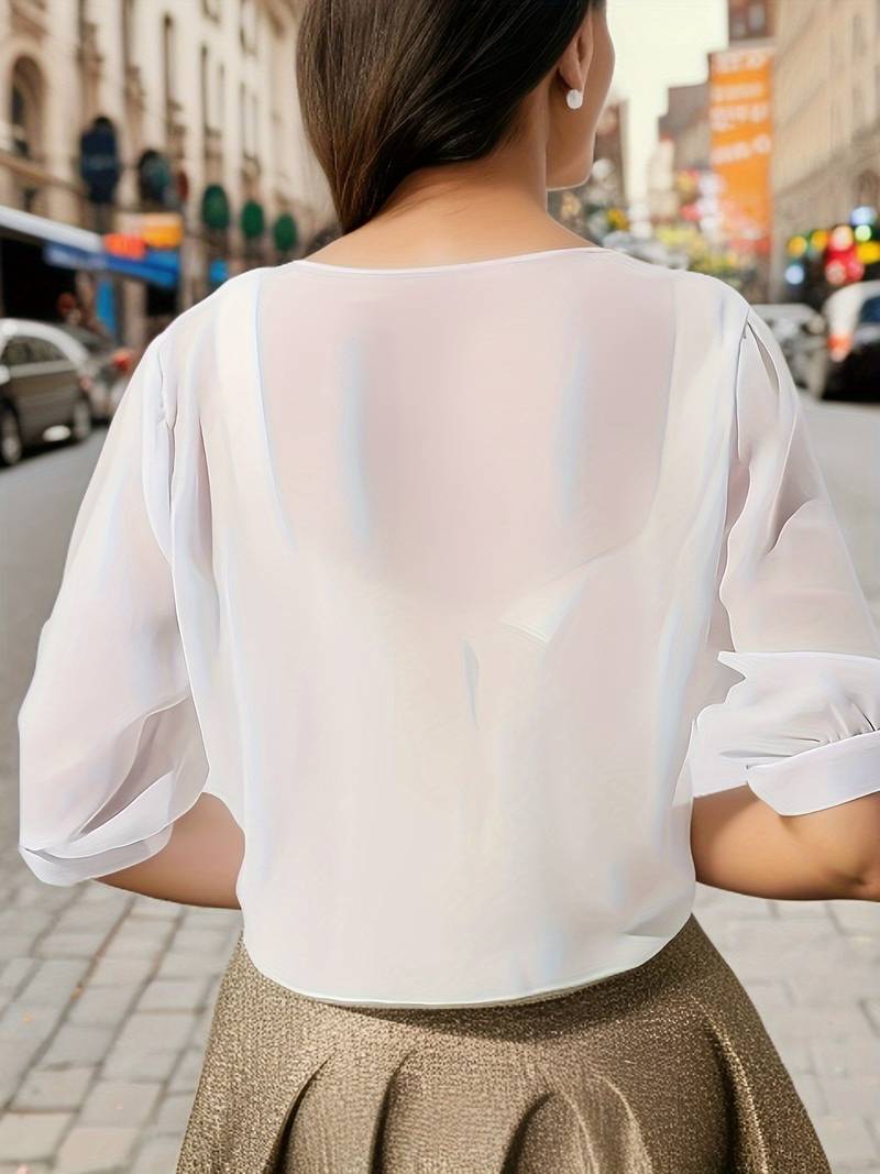 Lightweight Tie-Front Open Blouse