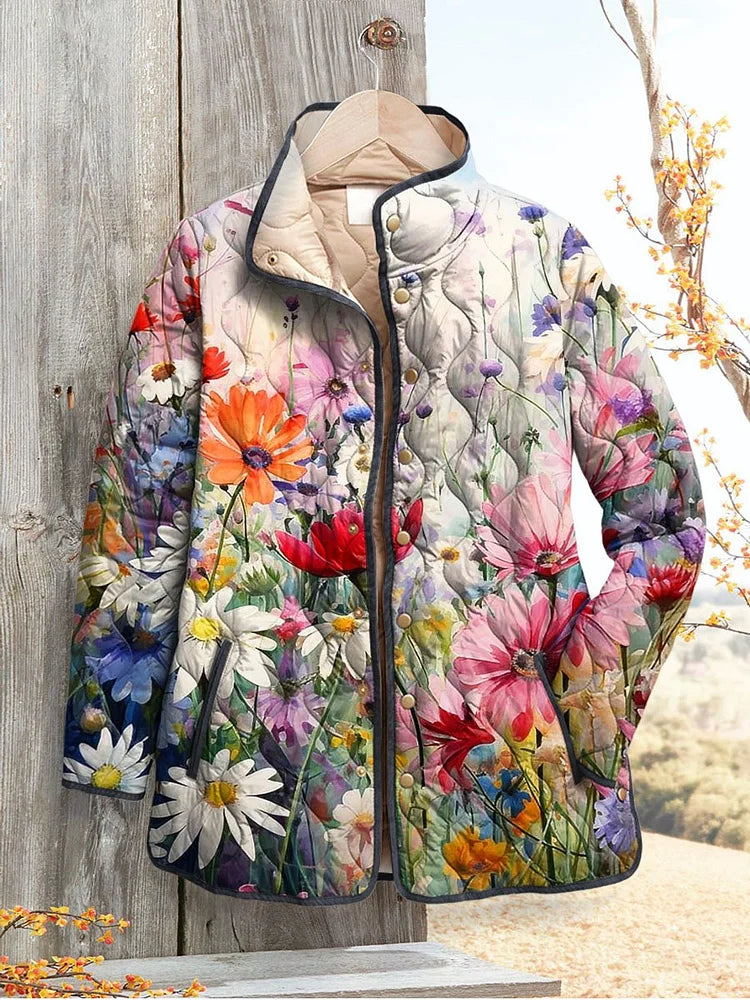 Vintage Floral Print Quilted Jacket