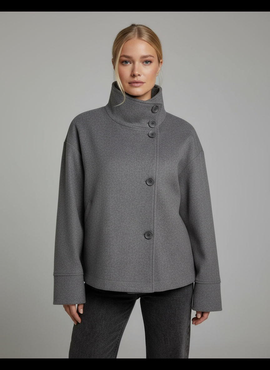 Cropped Stand Collar Women's Jacket