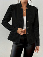 Elegant Long-Sleeve Draped Open Jacket