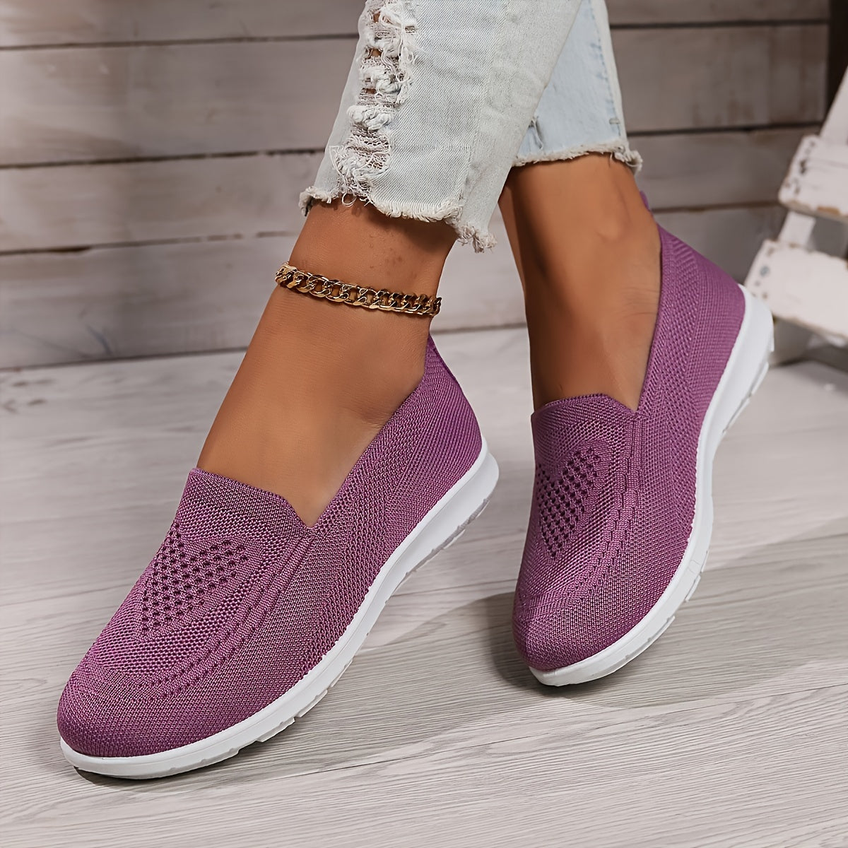 Breathable Knit Slip-On Walking Shoes Women's Trainers