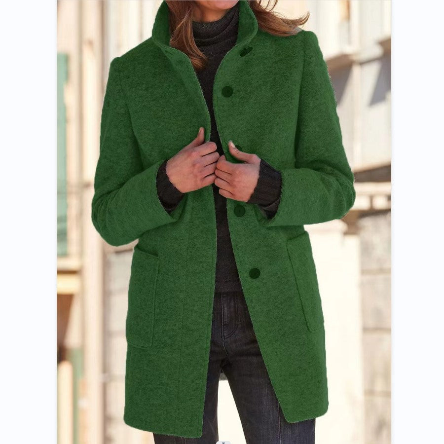 Retro Buttoned Stand Collar Windbreaker