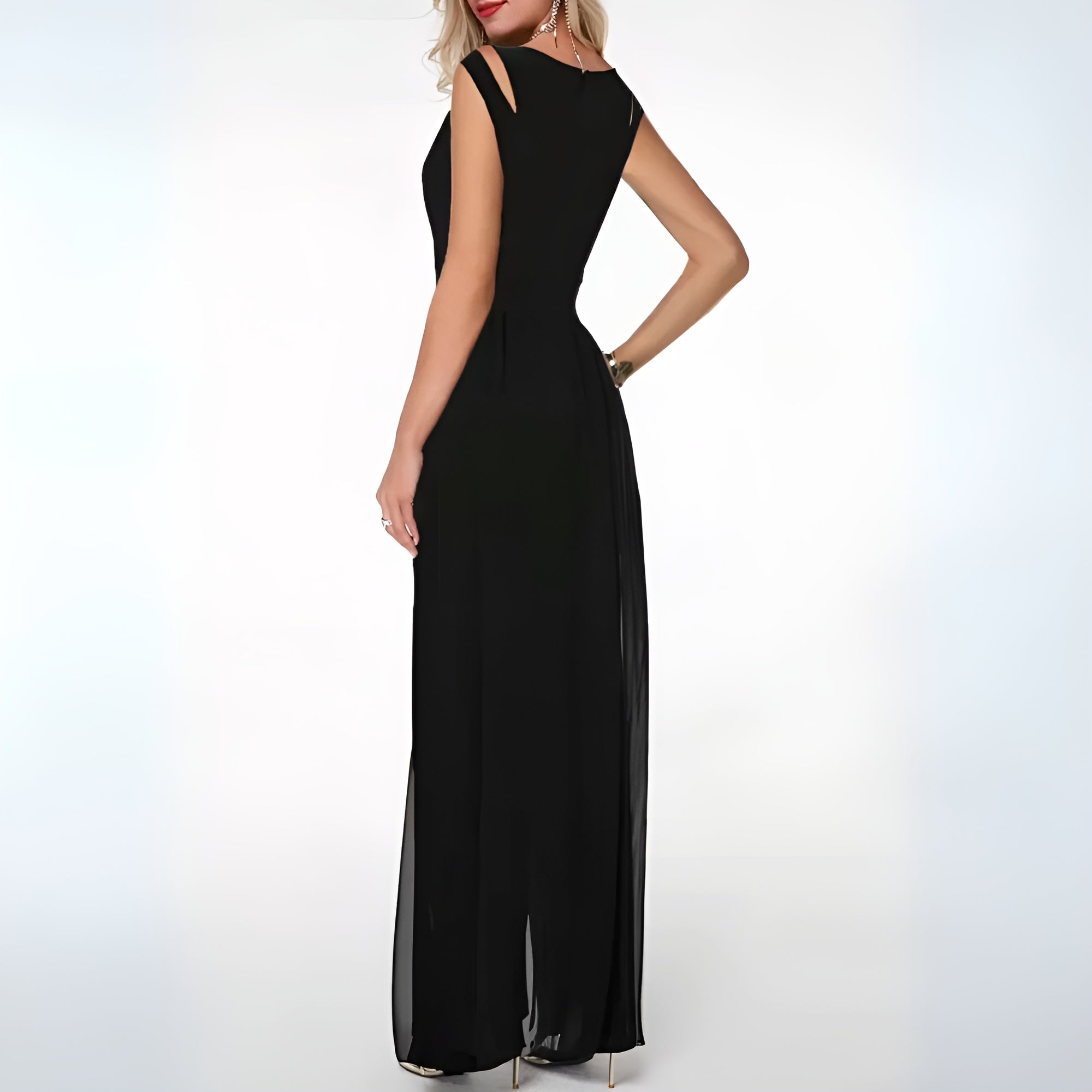 Sheer Overlay Jumpsuit Elegant Women's Occasion Jumpsuit