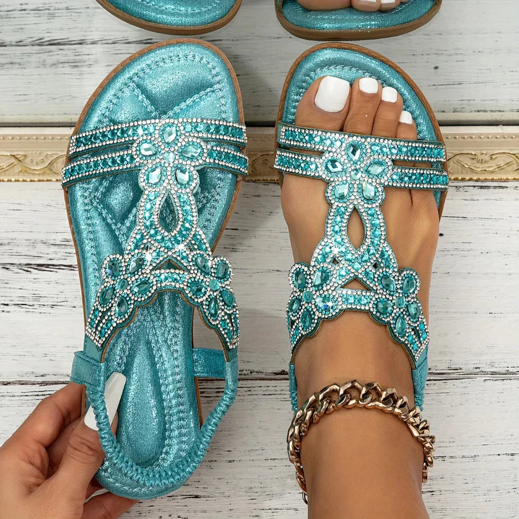 Women’s Spring Floral Embellished Flat Sandals