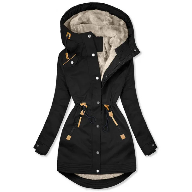 Hooded Zip Drawstring Winter Parka