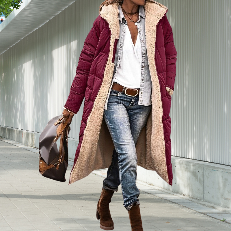 Long Hooded Pocketed Winter Jacket