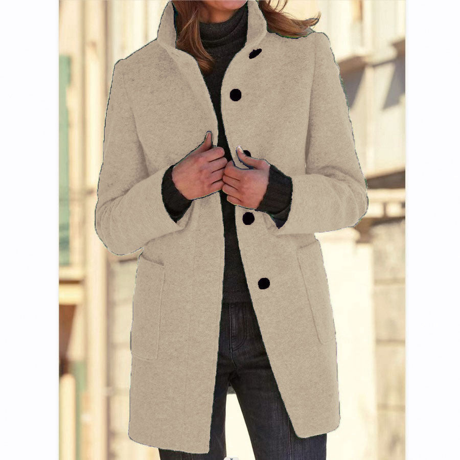 Retro Buttoned Stand Collar Windbreaker