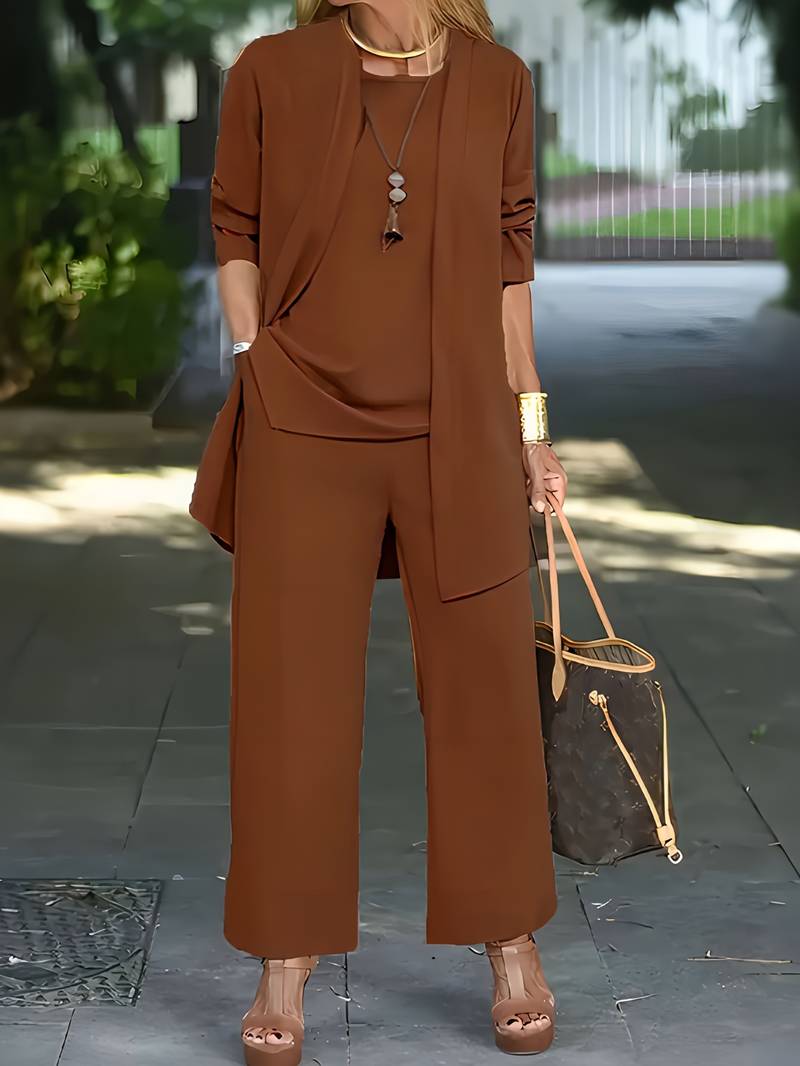 Open-Front 3-Piece Set Elegant Women's Lounge Set