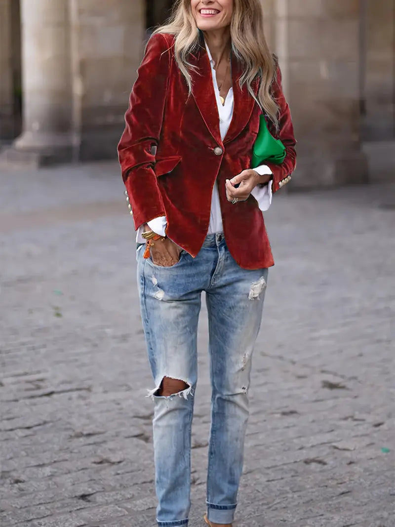 Elegant Velvet Tailored Evening Blazer