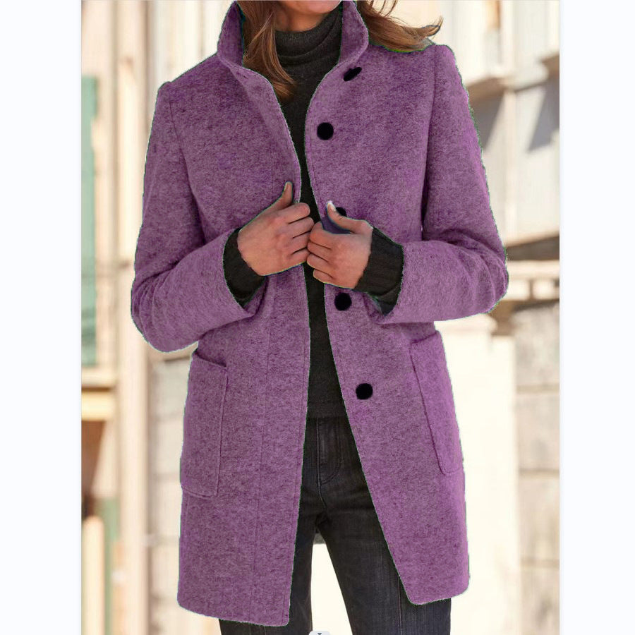 Retro Buttoned Stand Collar Windbreaker