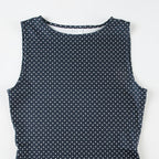 Women’s Polka Dot Mini Dress with Sleeveless Cut and Fitted Waist
