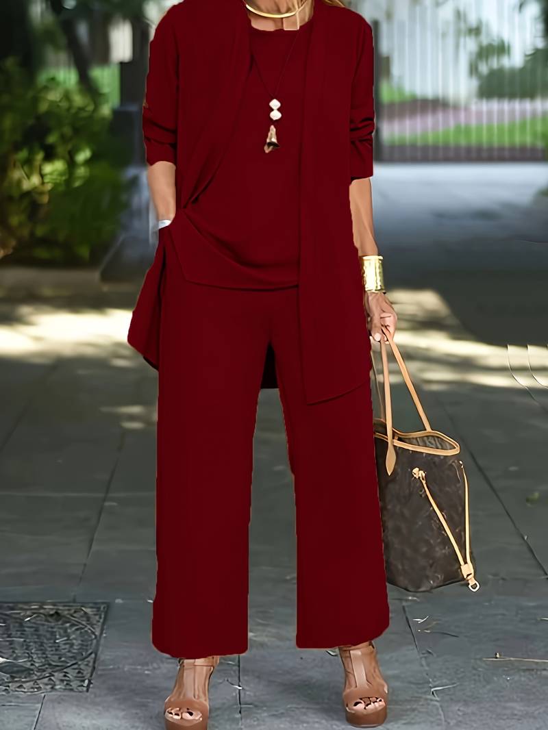 Open-Front 3-Piece Set Elegant Women's Lounge Set