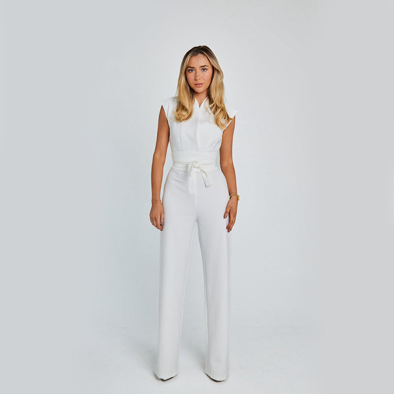 Women's Sleeveless Jumpsuit - Formal Wide-Leg One-Piece Party Suit
