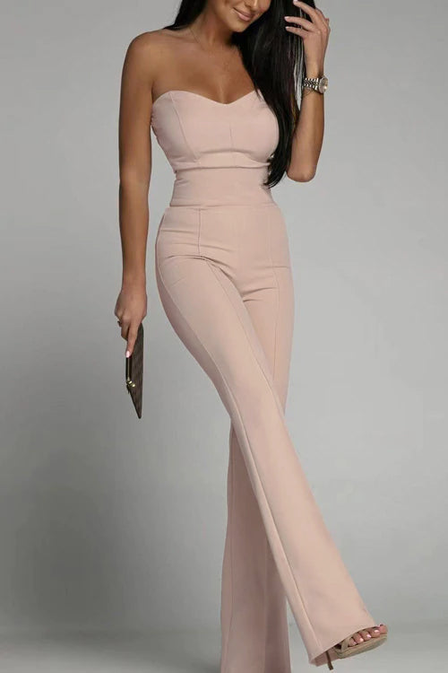 Women’s Strapless Wide-Leg Jumpsuit with Fitted Bodice