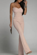 Women’s Strapless Wide-Leg Jumpsuit with Fitted Bodice