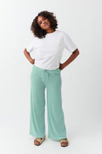 Women's Striped Lounge Trousers - Wide-Leg Pants