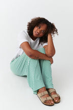 Women's Striped Lounge Trousers - Wide-Leg Pants