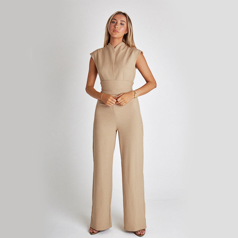 Women's Sleeveless Jumpsuit - Formal Wide-Leg One-Piece Party Suit