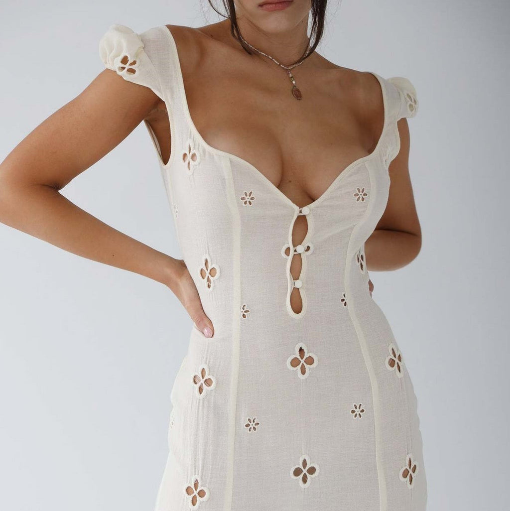 Vintage Embroidered Fishtail Midi Dress