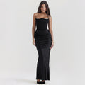 Women's Elegant Corset Midi Dress - Satin Bodycon Fit