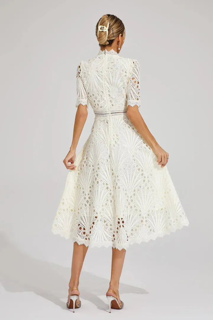 Midi A-Line Dress High Neck Women’s Elegant Gown