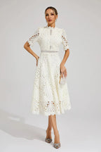 Midi A-Line Dress High Neck Women’s Elegant Gown