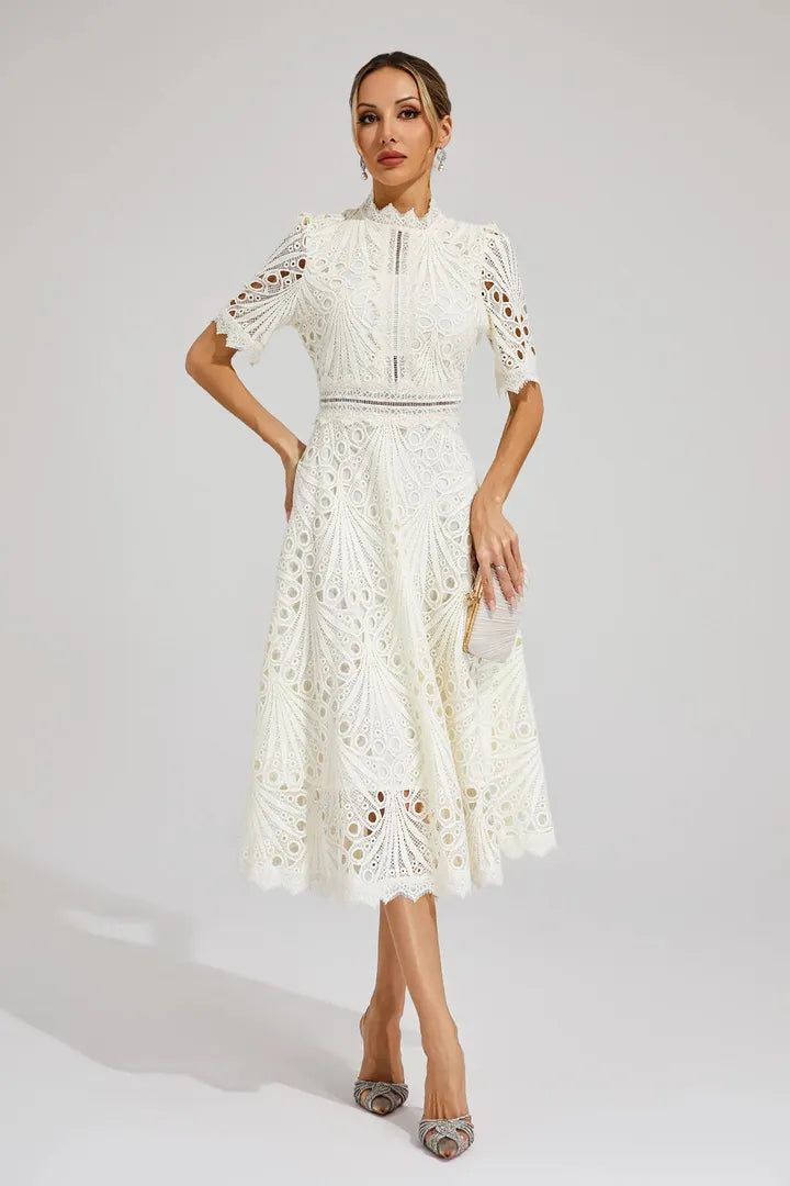 Midi A-Line Dress High Neck Women’s Elegant Gown