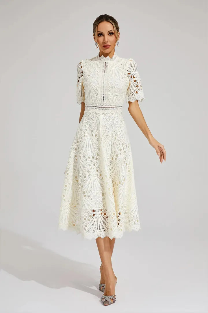 Midi A-Line Dress High Neck Women’s Elegant Gown