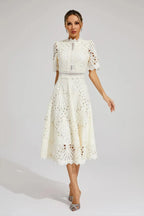 Midi A-Line Dress High Neck Women’s Elegant Gown