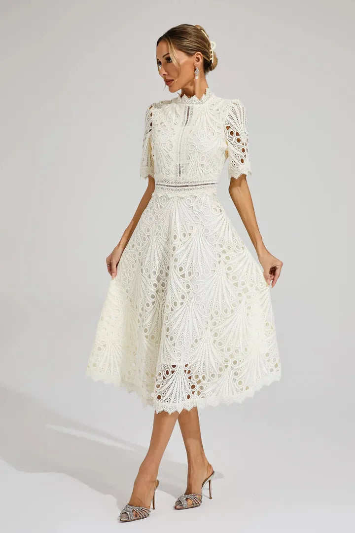 Midi A-Line Dress High Neck Women’s Elegant Gown