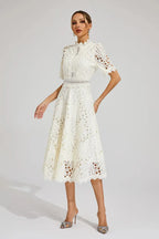 Midi A-Line Dress High Neck Women’s Elegant Gown