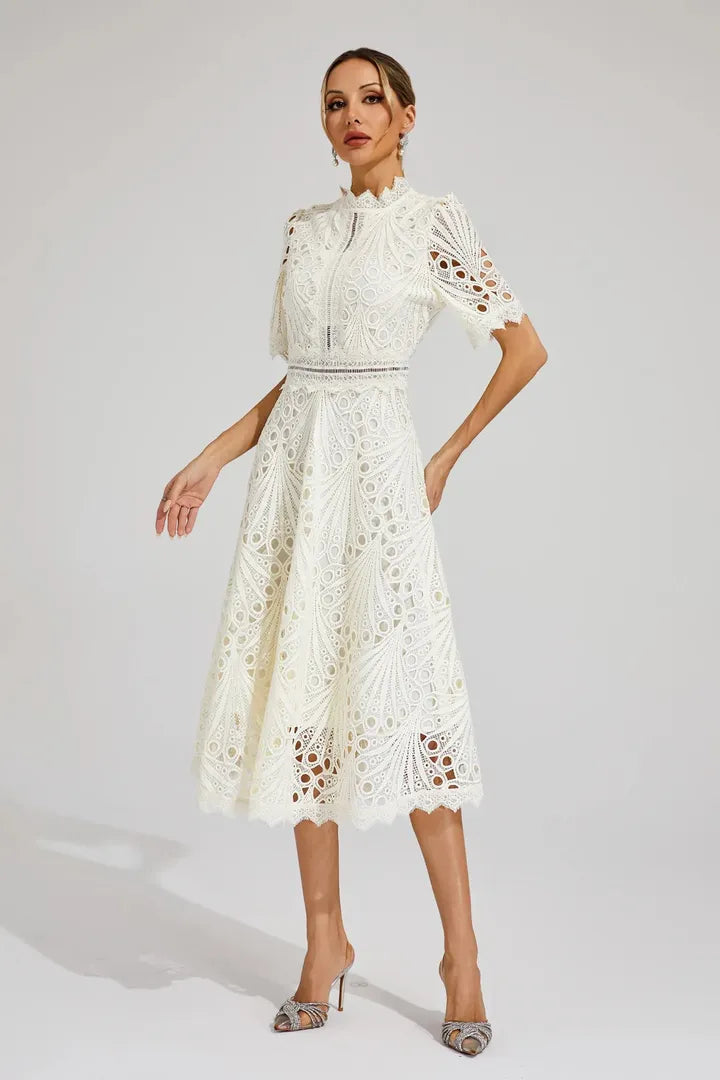 Midi A-Line Dress High Neck Women’s Elegant Gown