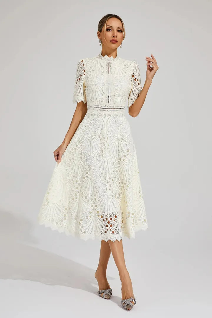 Midi A-Line Dress High Neck Women’s Elegant Gown