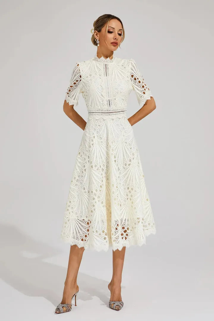 Midi A-Line Dress High Neck Women’s Elegant Gown