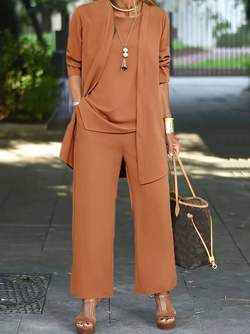 Open-Front 3-Piece Set Elegant Women's Lounge Set
