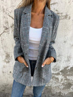 Casual Plaid Lapel Check Blazer