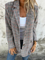 Casual Plaid Lapel Check Blazer